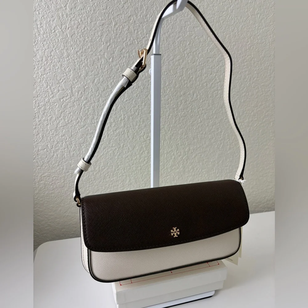 Tory Burch Brown and White Bag